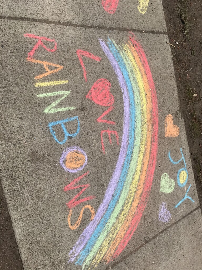 Project Party Picture sidewalk chalk rainbow
